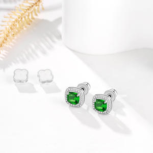 Boucles d'oreilles clous ovales de luxe Jachon en rubis et zircone cubique pour femme, bijoux en zircon et diamant - Product Image 5