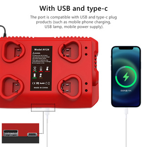 VICTPOWER 12V 3.0Ah Li-ion <b>Battery</b> for Mil-waukee M12 Tools Replacement + N124 Fast 4 Port Charger 12V Cordless <b>Battery</b> Pack - Product Image 5