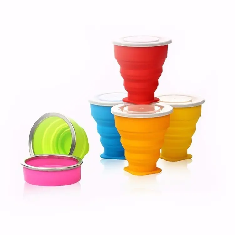 Portable foldable travel water cup reusable silicone collapsible coffee cup
