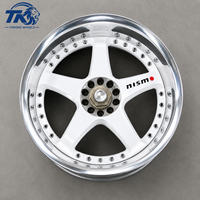 عجلات سبائك مصنوعة من قطعتين بأسلوب JDM الكلاسيكي مقاس 17 و18 و19 و20 بوصة 5x112 5x114.3 من المصنع بخمسة أذرع بيضاء لسيارات الأداء اليابانية