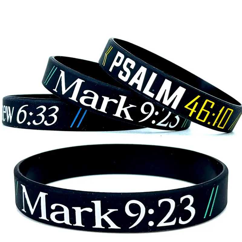 Bracelet en silicone élastique chrétien adapté aux hommes et aux femmes bracelet en silicone biblique peut être personnalisé