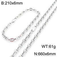 Ensemble de bijoux collier chaîne minimaliste style neutre en acier inoxydable avec fermoir rectangulaire créatif de 6 mm et chaîne à maillons ronds