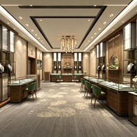 Vitrine à bijoux en bois massif et métal et design d'aménagement intérieur pour boutique de jade