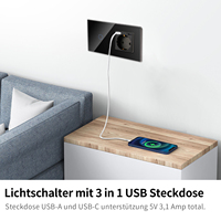 Bingoelec Tuya 1gang Double WiFi Smart Switched et prise murale allemande avec prise USB et type-c Google Home Alexa