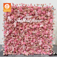 Sun wedding Großhandel Rosa künstliche Blumen wand Hochzeit Hintergrund Dekoration künstliche Roll Up Blumen wand