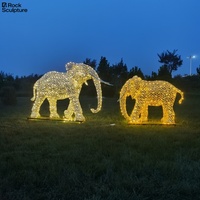 Statue d'éléphant en acier inoxydable de haute qualité Sculpture en métal plaqué et peint avec des lumières modèle de peinture en métal de Logo découpé