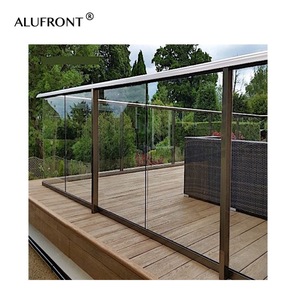 Rampe d'escalier moderne en acier inoxydable pour balcon, garde-corps en verre noir, système de balustrades en verre aluminium pour villa - Product Image 5