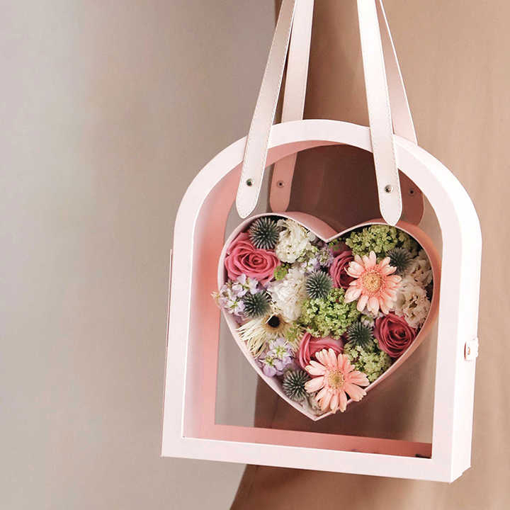 White Heart-Shape Floral Gift Box With Lid – 2-Tier Premium Cardboard Box For Presents & Flowers