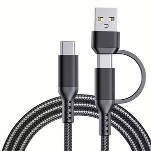 USB-C แบบ2-in-1 + USB สายอะแดปเตอร์ไนล่อนถัก Type-C 3A สายชาร์จหลายแบบเร็ว60W Type C สำหรับ iPhone 15 16 - Product Image 2