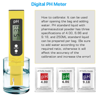 Stylo pH-mètre numérique 0,00-14,00 pH, précision ±0,01, auto-étalonnage, testeur de qualité de l'eau pour eau potable, aquarium, hydroponie