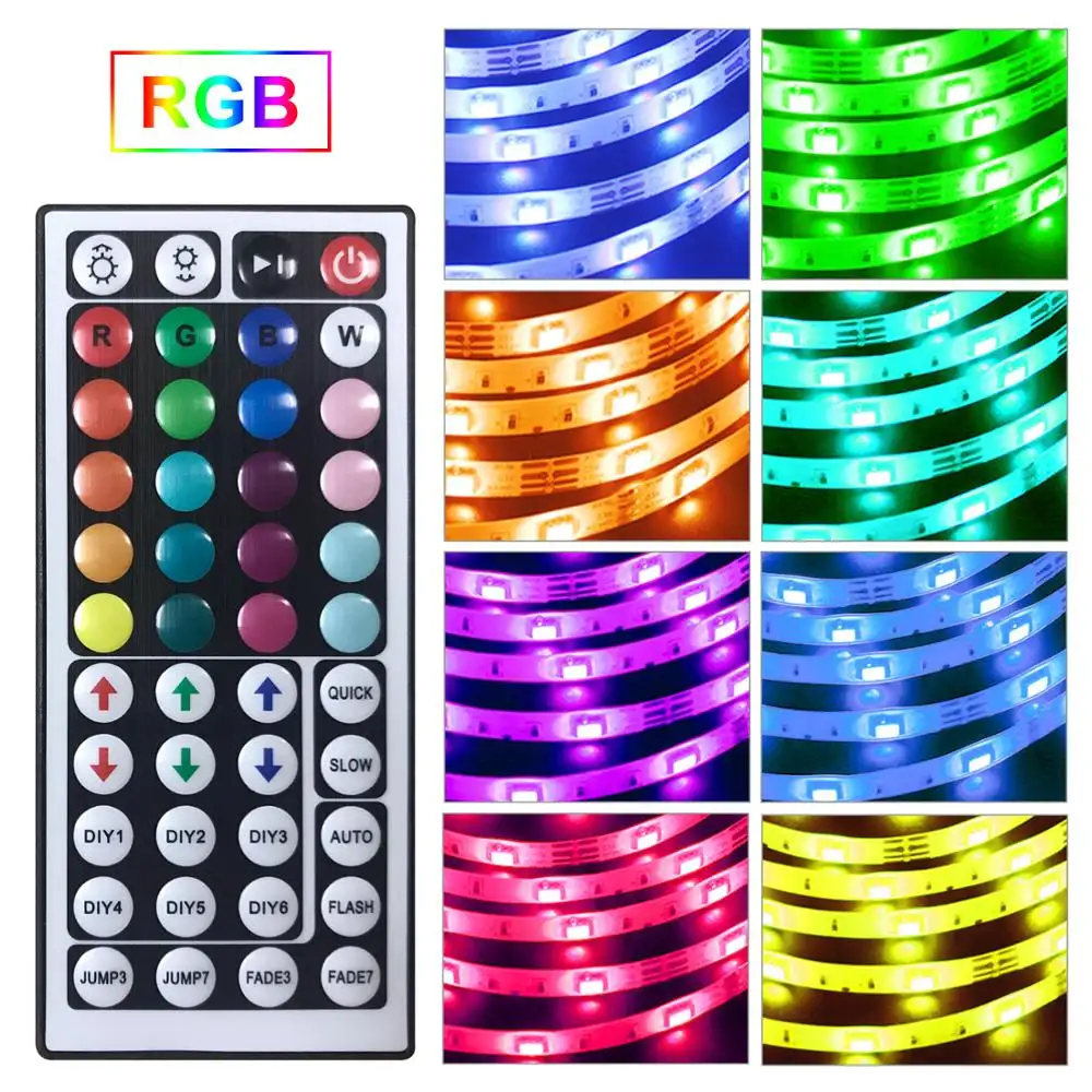 DiyフレキシブルRgb5050Ledライトストリップ防水Ledストリップライト、44keyリモートコントローラー付き