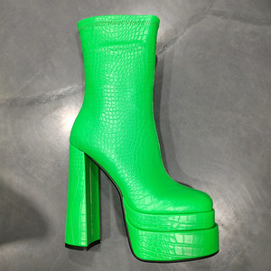 Bottines à talon épais tendance de couleur vive pour femmes, plateforme, taille 43 - Product Image 2