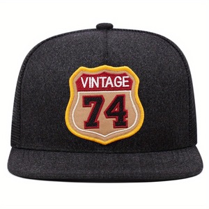 Cappello Snapback in Rete per Sport all'Aperto da Uomo, Patch Ricamata Personalizzata, Cappello da Camionista con Visiera Piatta, Vendita all'Ingrosso, 5 Pannelli in Denim - Product Image 4