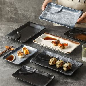 Restaurant Tableware Ceramic Sushi <b>Plate</b> 8/10 Inch Porcelain Dumpling <b>Plate</b> with Sauce Dish Vintage Appetizer <b>Plates</b> - Product Image 2