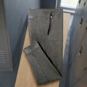 Men's Gray Elastic Mid Waist Lightweight Casual Pants Zipper Fly Side Pockets Breathable Knitted Organic Cotton <b>Trousers</b> <b>Summer</b> - Product Image 6