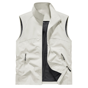 <span class=keywords><strong>Gilet</strong></span> <span class=keywords><strong>de</strong></span> travail décontracté unisexe pour le printemps et l'été - Fermeture éclair, respirant, vêtement d'extérieur léger, col montant pour les sports <span class=keywords><strong>de</strong></span> plein air - Product Image 4