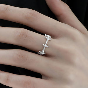 Cincin salib perak Sterling untuk wanita mode cincin bintang dapat diatur perhiasan indah unik kustom minimalis sederhana desainer pria - Product Image 3