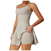 Combinaison de sport athlétique pour femme, tenue de sport mince, tenue de sport pour la salle de sport, le yoga, le tennis, avec short intégré