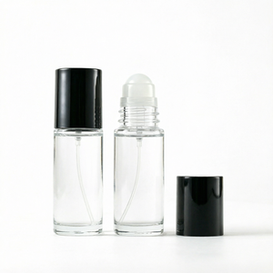50ml <b>Amber</b> Cylinder Glass Roll on <b>Bottle</b> for Essential Oil Perfume with Gold Cap/ - Product Image 1