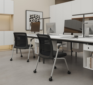 Chaise de formation Borito HY-852, design moderne et léger, dossier en maille respirante, accoudoirs fixes, pliable et empilable, pour bureau - Product Image 3