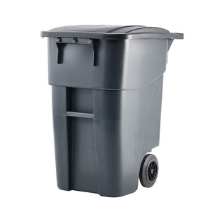 Poubelle extérieure avec couvercle et roues, grande taille, en plastique gris, pour utilisation en bord de route - Product Image 2