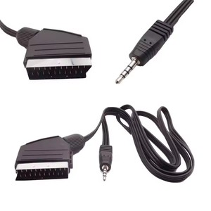 Cable Scart de 21 pines, conector Scart a conector estéreo macho de 3,5 mm, <span class=keywords><strong>TV</strong></span> <span class=keywords><strong>Full</strong></span> <span class=keywords><strong>HD</strong></span>, blindaje múltiple, conector de precisión, cable de audio de 1,5 m/5 pies - Product Image 2