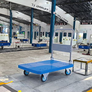 Chariot à plateforme robuste, chariot à main, chariot d'entrepôt en plastique plat, chariot à plateforme pliable 150 kg, chariot à 4 roues - Product Image 2