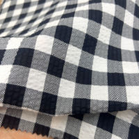 Tissu en coton à carreaux gingham froissé sans repassage pour robe, sac d'enfant, 50 pouces, 80 g/m², en stock