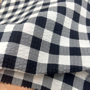 <span class=keywords><strong>Tissu</strong></span> en coton à carreaux gingham froissé sans repassage pour robe, sac d'enfant, 50 pouces, 80 g/m², en stock - Product Image 3
