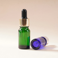 Flacons compte-gouttes en verre vert de plusieurs tailles, bouchons pipette noirs opaques, pour huiles essentielles, sérums faciaux, contenants cosmétiques vides
