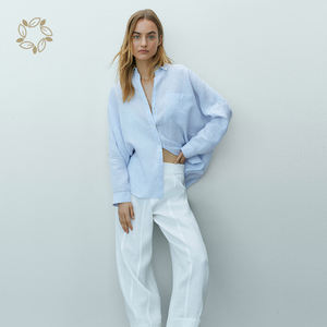 Camicette in <span class=keywords><strong>lino</strong></span> <span class=keywords><strong>100</strong></span>% da <span class=keywords><strong>donna</strong></span> <span class=keywords><strong>camicia</strong></span> abbigliamento in <span class=keywords><strong>lino</strong></span> top <span class=keywords><strong>donna</strong></span> Blous manica lunga <span class=keywords><strong>camicia</strong></span> da lavoro sostenibile camicetta da spiaggia estiva - Product Image 1