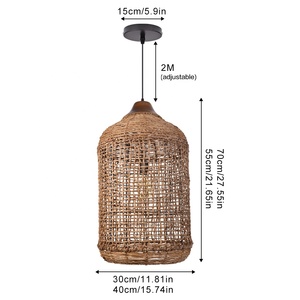 Abat-jour en rotin de bambou naturel, lustre d'intérieur, couvre-lampes suspendus, cadres d'éclairage <span class=keywords><strong>pour</strong></span> salon - Product Image 2