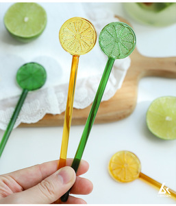 New Eco-friendly Lemon Slice Glass Stirring <strong>Stick</strong> Handle Cocktail Mixing <strong>Stick</strong> with Long Handle for Bar, Juice, Coffee &amp; <strong>Milk</strong> - Product Image 2