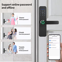 SAIJIA TUYA WIFI Serrure Intelligente en Aluminium pour Porte en Acier avec Télécommande par Téléphone Mobile, Empreinte Digitale, Carte RFID, Carte Mémoire, Clé et Mot de Passe Temporaire