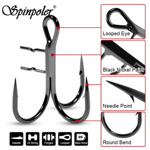 Spinpoler Fishing Treble Hook Baitholderスパイクソフトベイト #4 #2 #1高炭素鋼アントラアシストフィッシュフックタックル塩水 - Product Image 2