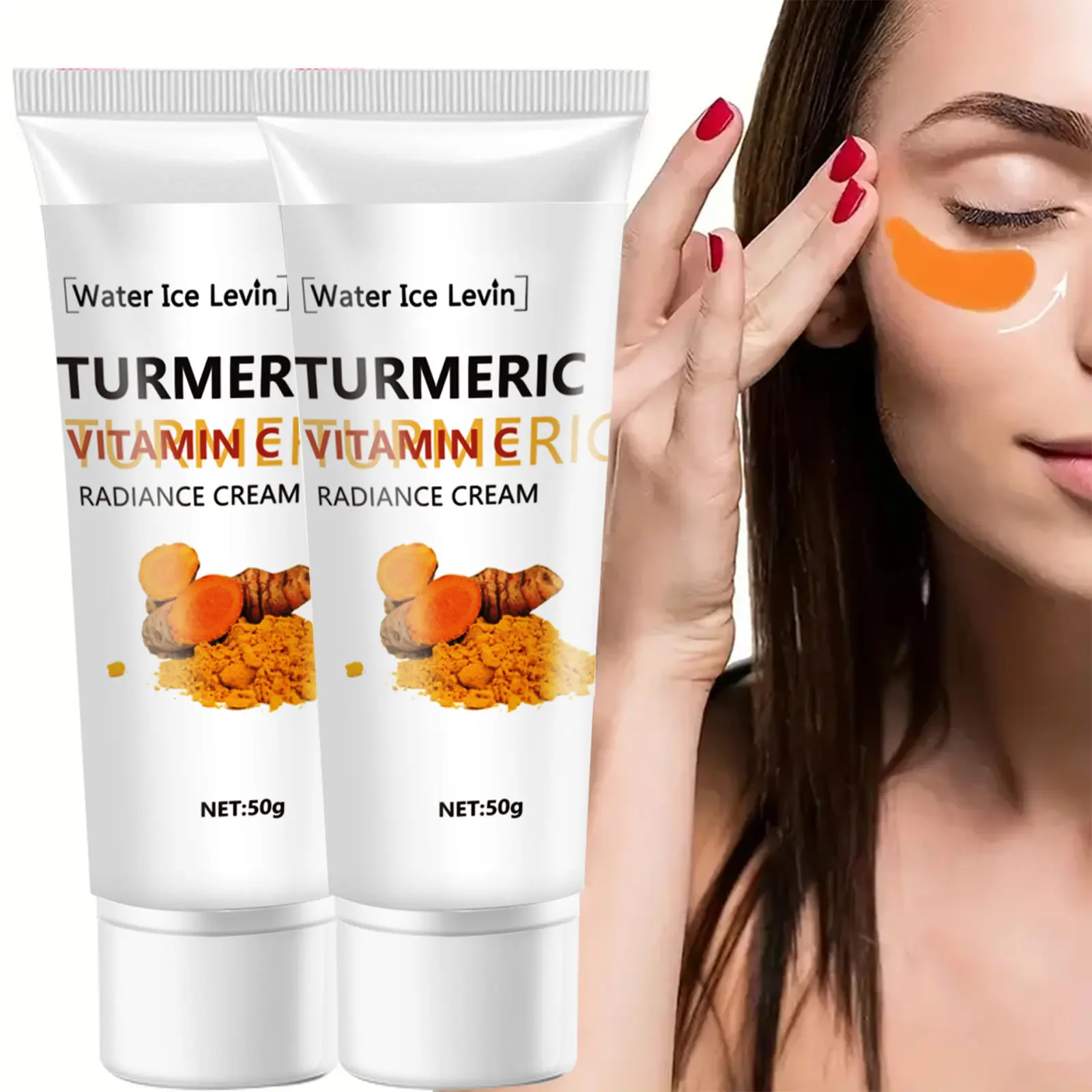 Turmeric anti-aging facial moisturizer with organic ingredients suitable for dull and dry skin
