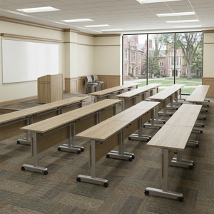 Customize Modern Eco-Friendly Modular School Office Movable Combination <b>Foldable</b> Light Wood Training <b>Desk</b> With Casters XK-008 Fo - Product Image 1