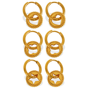 Pendientes de Aro con Forma de Estrella y Corazón en Oro, Joyería de Moda para Uso Diario de Mujer - Product Image 5
