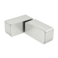 Boîte en métal rectangulaire, argent mat, vide, personnalisable avec logo, 190x90x85mm, pour emballage cadeau, bonbons, thé