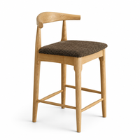Tabouret de bar en noyer, style nordique minimaliste, chaise de comptoir en bois massif, dossier haut, chaise de bar rembourrée, tabouret d'îlot de cuisine