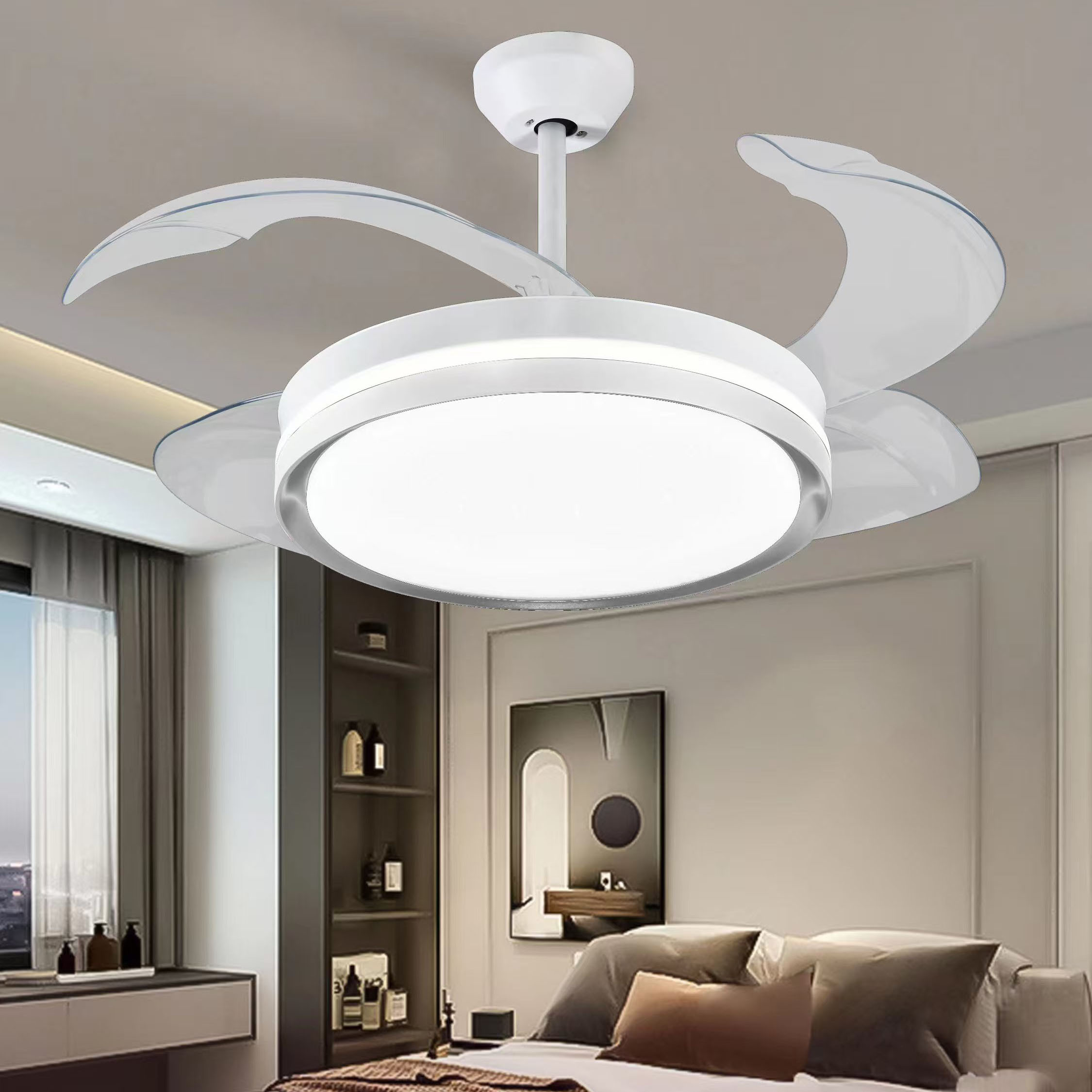 Hot Selling White LED Nordic Ceiling Fan Light Classic Ceiling Lamp Led Ceiling Lamp Fan Light Living Room Lamps