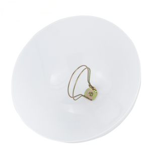 Moderne halfronde lampenkapset voor binnen, melkwit - antiek messing lampenklem + kleine kroonkap - Product Image 3