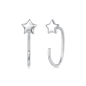 Pendientes Star Huggie de aleación chapada en plata, joyería de moda unisex linda - Product Image 1