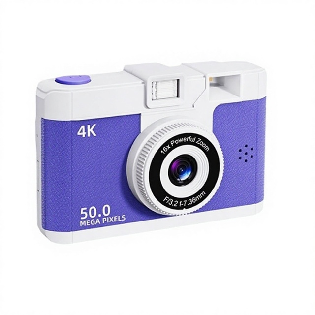 High-definition 50MP 16x Optical Zoom CCD Retro Digital Camera Front/Rear Cameras MP3 Night Functions Student Mini White Gift