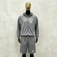 Ensemble de survêtement 2 pièces pour homme, léger, avec logo personnalisé, respirant, doux, sweat à capuche zippé, poches zippées, short de sport extensible