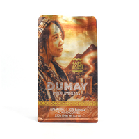 Sachet de café personnalisé à fond plat avec valve de dégazage, fermeture éclair refermable, pochette verticale pour l'emballage de café moulu et torréfié