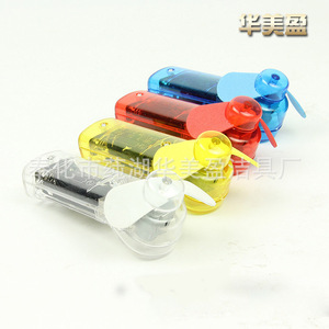Mini Portable Fan Handheld Rechargeable <b>Battery</b> <b>Operated</b> DC Motor Irregular Design Yellow Red Blue Transparent Color - Product Image 2