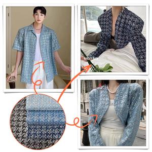 オンライン卸売 耐久性 ファッション ユニーク リップド加工 ラミネート加工 綿100% グリッター シルバースパンコール デニム生地 シャツ・ドレス用 - Product Image 5