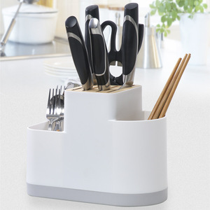 Porte-couteaux Moriya avec support pour baguettes et rangement pour fourchettes, organisateur d'ustensiles de cuisine en plastique, style moderne et minimaliste - Product Image 1