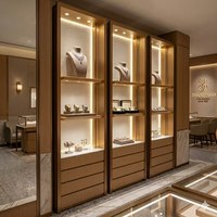 Vitrine à bijoux de qualité supérieure, facile à nettoyer, éclairée par LED, écologique, beige, en verre trempé, en métal, type kiosque